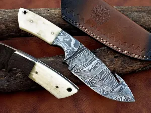| Viking Heritage Skinner Knife – Expertly Crafted with Damascus steel for Precision Hunting and Field Dressing: Embrace the Timeless Elegance of Craftsmanship with this Razor-Sharp