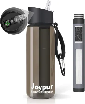 0.01 μm Ultra Filtration Portable Water Bottle - 4-Stage Filtered BPA-Free Reusable Water Bottle - for Survival,Hiking,Emergency,Camping and Backpacking