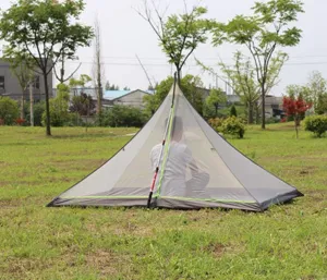 1-4 People Water-Proof 2-Side-Silicon-Coating Flysheet Ultralight 4-Season Tent Inner Tent and Poles (4 People Inner Mesh)