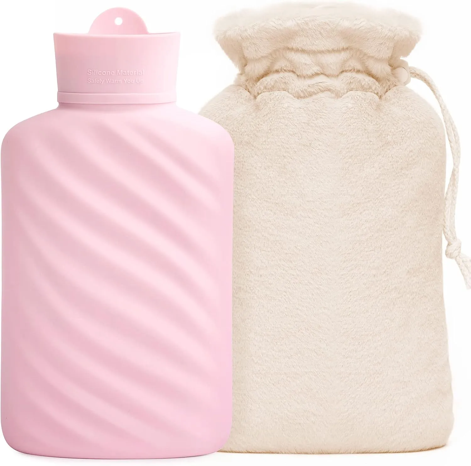 1 Liter Microwaveable Silicone Hot Water Bottle with Cover, MEETRUE Innovative BPA-Free Silicone Hot Water Bag Hot Water Bottles for Pain Relief, Hot & Cold Therapies-Gift for Women Children Elderly