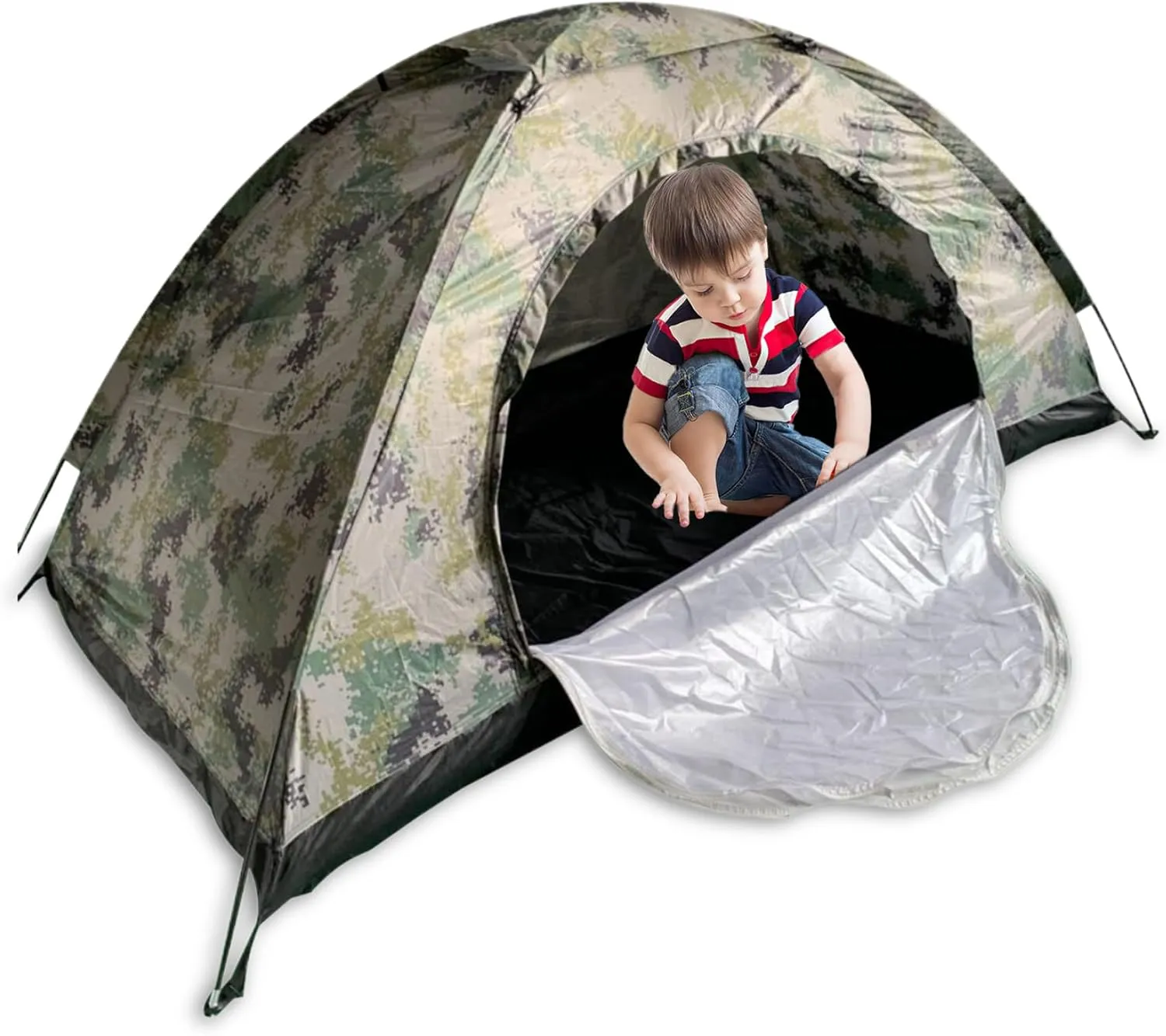 1 Person Ultralight Backpacking Tent UV-Resistant One Man Tent with Mesh Ventilated Bug-Proof Backpacking Tent Foldable Portable