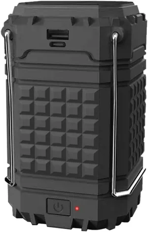 1 Piece Camping Lantern Rechargeable Solar Lanterns Lights Black ABS Battery Powered LED for Power Outages