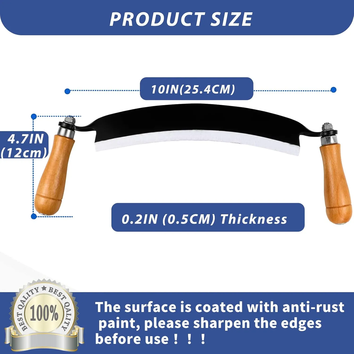 10 in Draw Knife,Felled Draw Shave Knife, Curved Draw Knife Draw Shave Tool Woodworking Debarking Hand Tool, Wood Razor Shaving Wood Barking Tool,Bark Peeler, Drawing Knife, Draw Shave, Shaving Knife
