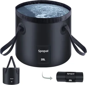10000mAH Portable Shower with Extra Collapsible Bucket Black