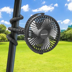 10000mAh Rechargeable Golf Cart Fan, 50H Run, Compatible with EZGO Club Car Yamaha, 7 inch Clip On Fan with Sturdy Tripod, 360° Pivot, 3 Speed & Timer, Cooling for Golf Cart