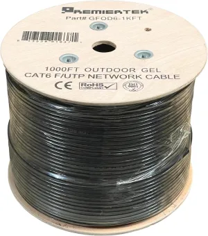 1000ft CAT6 Gel Filled Shielded FTP Outdoor Direct Burial Network LAN Cable (Black)