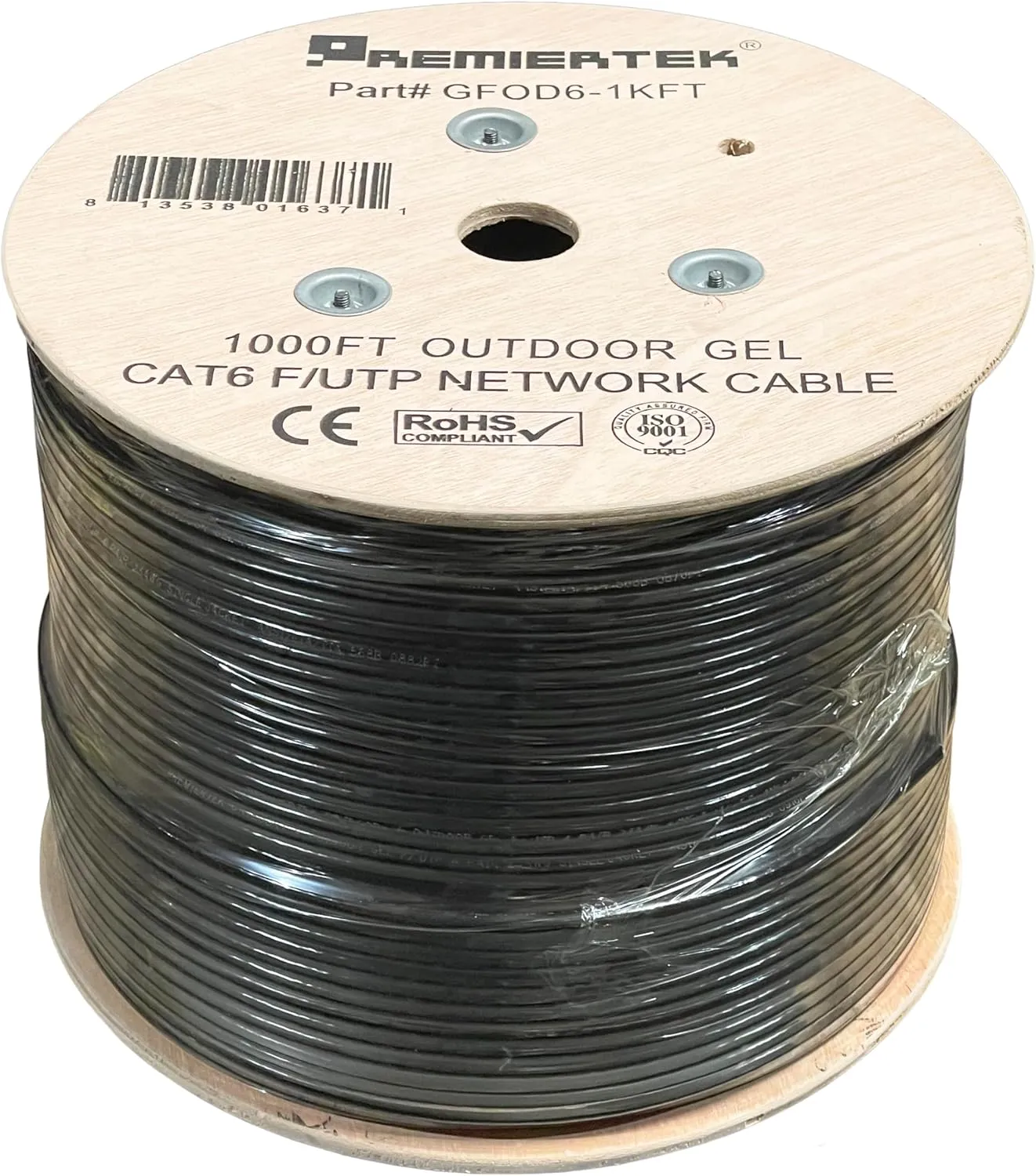 1000ft CAT6 Gel Filled Shielded FTP Outdoor Direct Burial Network LAN Cable (Black)