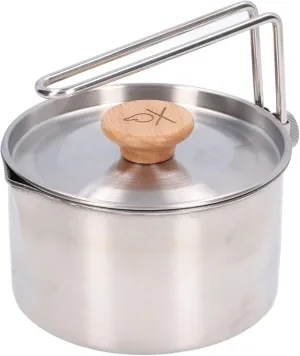 1000ml Camping Pot Stainless Steel Portable Outdoor Tea Coffee Pot with Detachable Handle for Picnic Hiking