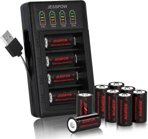12 Pack CR123A Lithium Batteries, 3.7V 750mAh [CAN BE RECHARGED] Arlo Battery with Charger for Arlo Wireless VMC3030 VMK3200 VMS3330 3430 3530 and Flashlight Polaroid Microphone