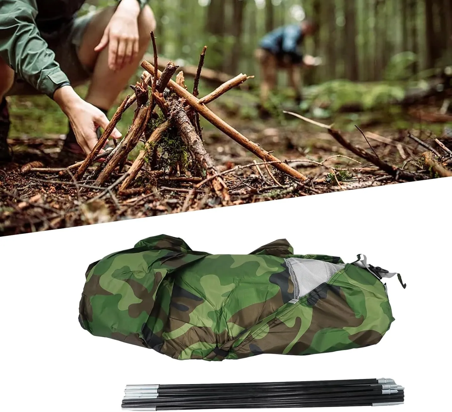 1/2 Person Lightweight Camping Tent, Outdoor Easy Set Up Travel Tent,Portable Backpacking Ultralight Waterproof Windproof Anti-UV Sun Shelter Tent(1 person Camouflage)