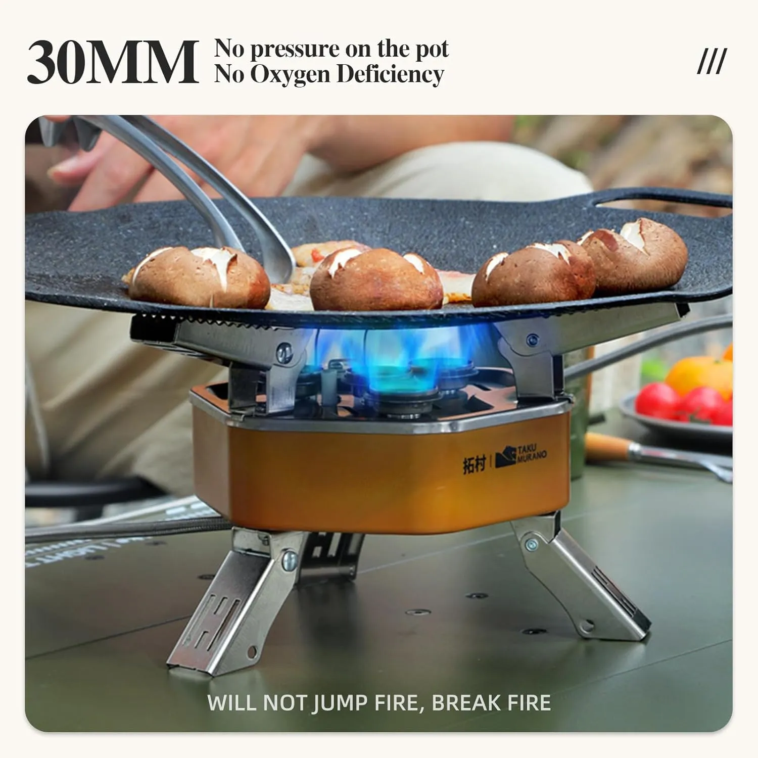 12800W Collapsible Portable Butane Camping Stove with Carrying Case,Electronic Ignition,Mini Stove for Outdoor Camping, Hiking, Hiking and Picnicking (Khaki)