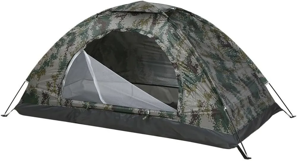 1/2Person Camping Tent, Camping Windproof Tents with Carry Bag, Hiking Backpacking Traveling Garden Tent, (1 person Digital camouflage)