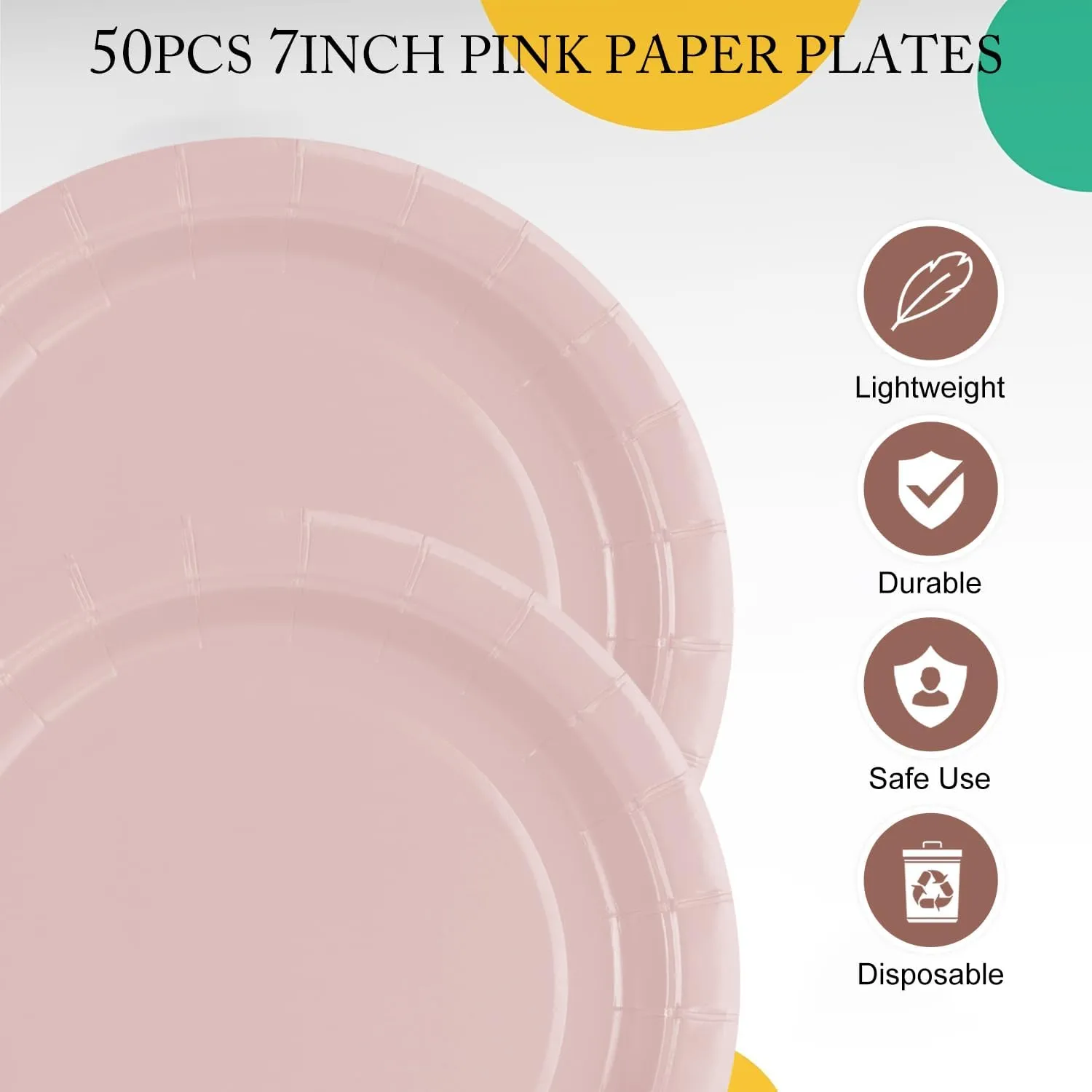 150 Pcs Pink Paper Plates and Napkins and Forks,50 Guest Disposable Party Supplies Include Plates Napkins Plastic Forks for Baby Shower,Birthday,Bridal,Wedding