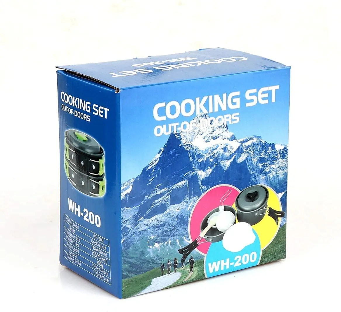16 Pcs Camping Cookware Set Mess Kit Backpacking Cookset Outdoor Hiking Picnic Non-Stick Cooking Anodized Aluminum Pot Pans Folding Utensils (Color : 12 Pcs B-Green)