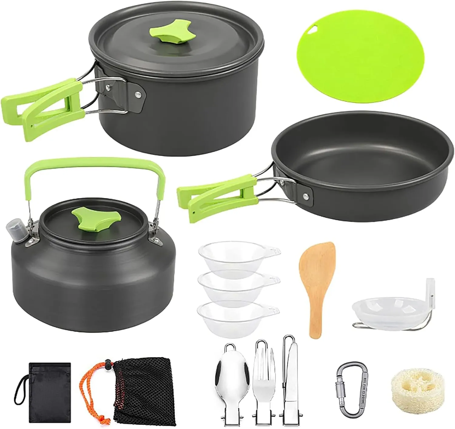 16pcs Camping Cookware Mess Kit,Non-Stick Lightweight Pots Set Portable Outdoor Cookware for Camping Backpacking Hiking Outdoor Cooking and Picnic