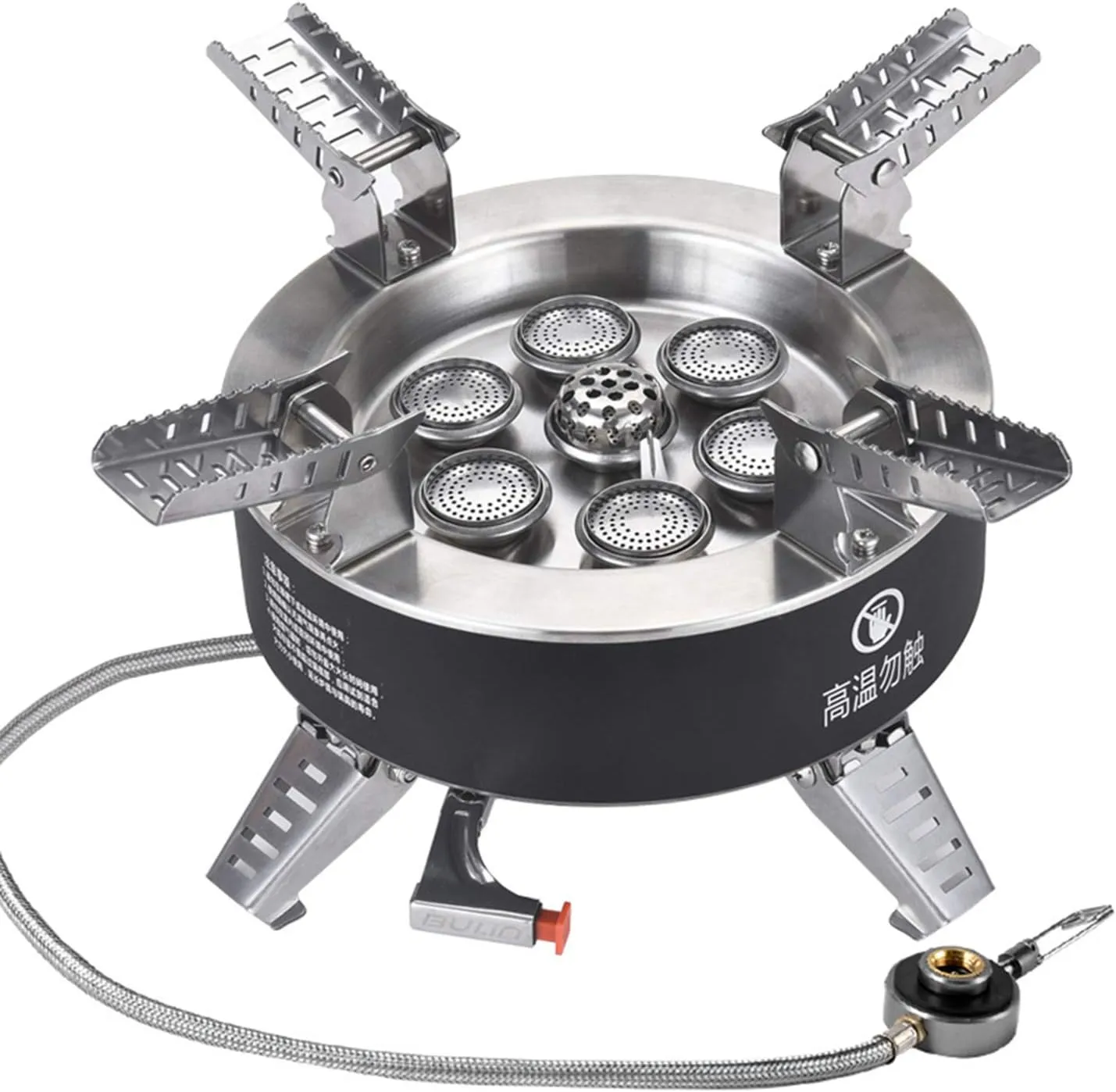 18000W High-Power Camping Stove with Pio Ignition Windproof Seven-core Gas Stove Foldable Backpacking Stove for Fishing Hiking Traveling