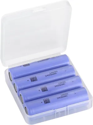 18650 Battery Case 4Pack Battery Set, 3400mAh Battery for Flashlights, Headlights, Fans, Digital Cameras, Toys, Radios, Speakers, Surveillance Equipment, etc.
