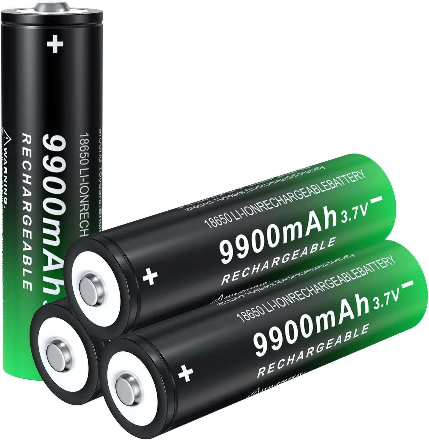 18650 Rechargeable Battery 3.7Volt Li Batteries 9900mAh Button Top for LED Flashlights Headlamps