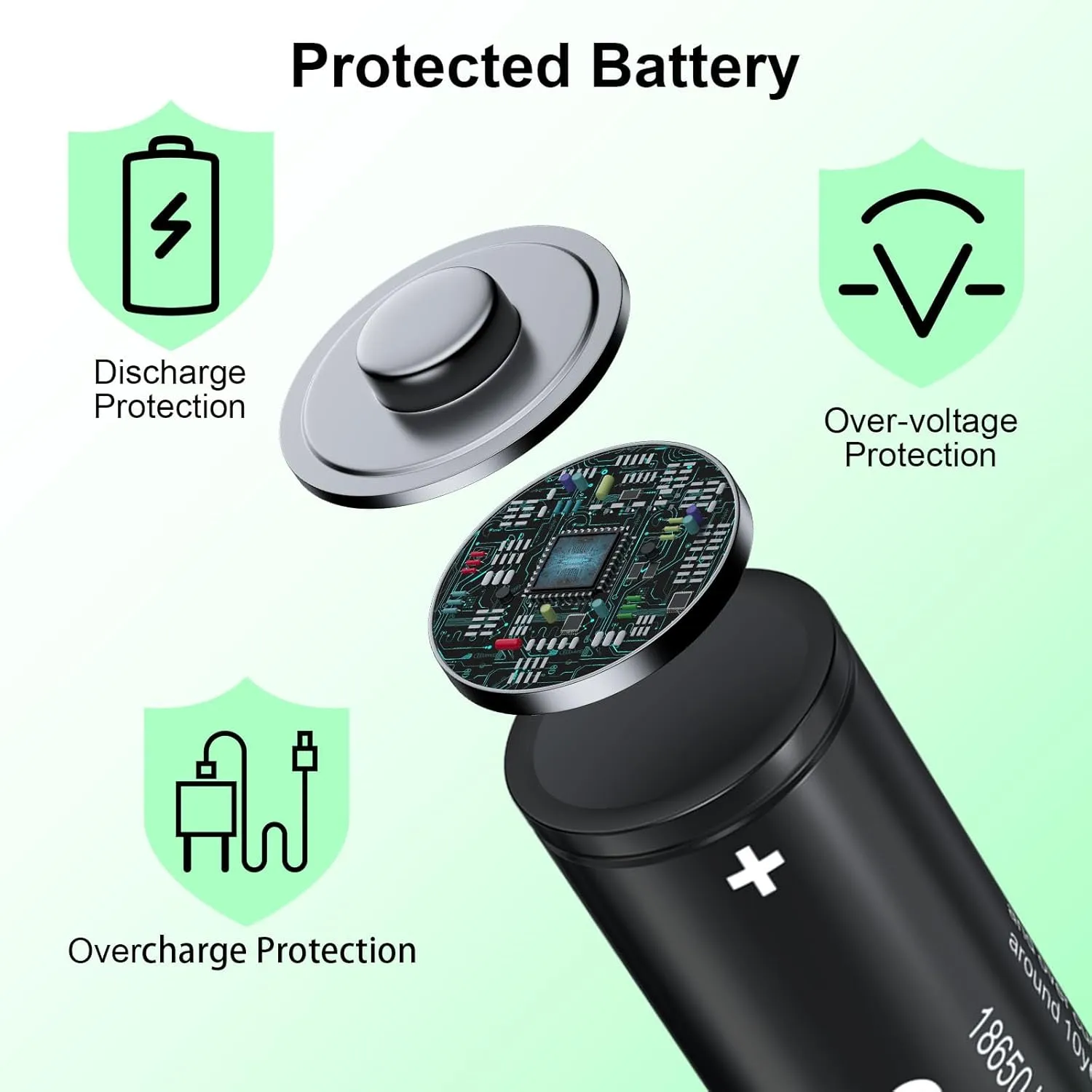 18650 Rechargeable Battery 3.7Volt Li Batteries 9900mAh Button Top for LED Flashlights Headlamps