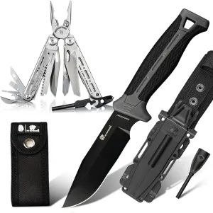 19 In 1 Multi Tool Pliers, D2 Steel Fixed Blade Survival Knife
