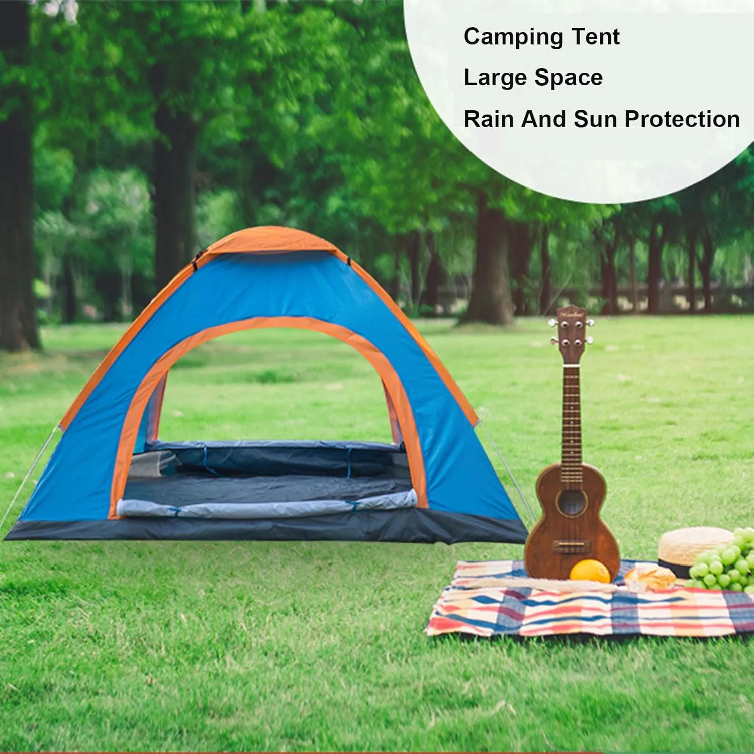 190T PU Pop Up Family Tent Instant Setup Ventilated Waterproof Tent Ultralight Portable Tent for Camping Hiking Mountaineering