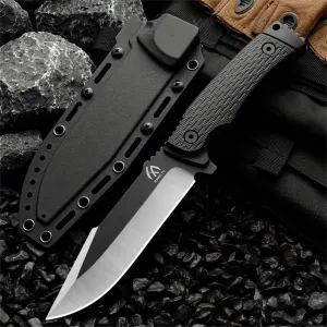1PC 440C steel outdoor knife, fixed blade, can be used for outdoor activities, hiking and trekking, and is a multifunctional tool suitable for various environments. Men's Gift (black)