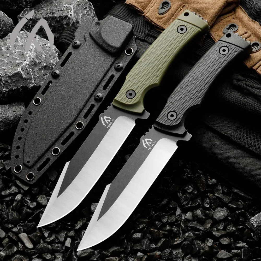 1PC 440C steel outdoor knife, fixed blade, can be used for outdoor activities, hiking and trekking, and is a multifunctional tool suitable for various environments. Men's Gift (black)