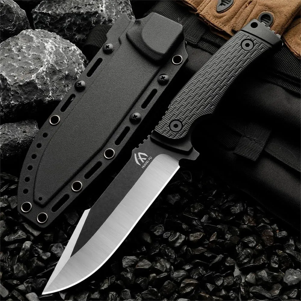 1PC 440C steel outdoor knife, fixed blade, can be used for outdoor activities, hiking and trekking, and is a multifunctional tool suitable for various environments. Men's Gift (black)