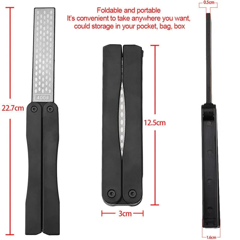 1pc Double Sided Folding Pocket Diamond Knife Sharpener Stone Sharpening Whetstone