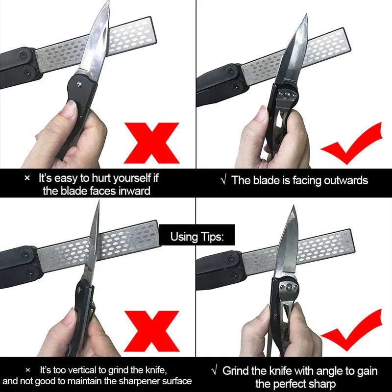 1pc Double Sided Folding Pocket Diamond Knife Sharpener Stone Sharpening Whetstone