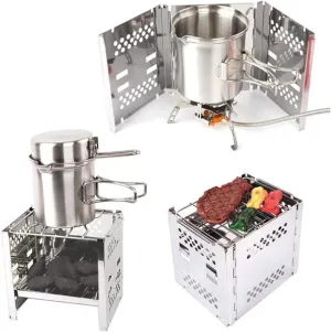 1Pc Portable Mini Stainless Steel Burning Stove Collapsible Grill for Outdoor Camping Cookware for Picnics and Barbecues Durable Design