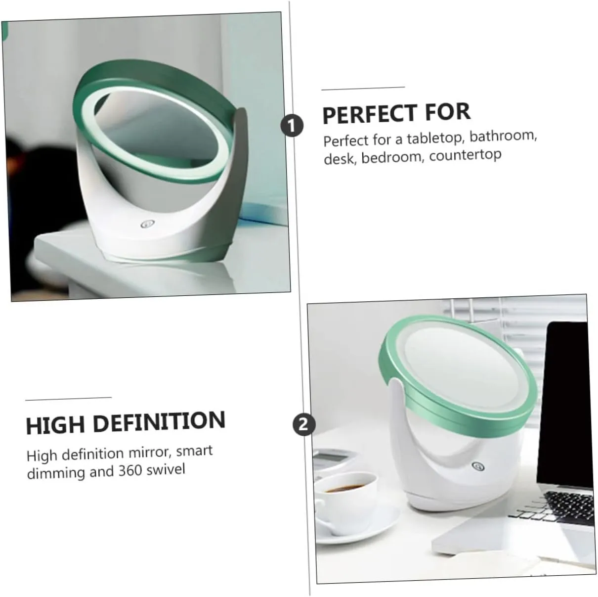 1pc Smart Dimming Led Makeup Mirror High Definition Swivel Vanity Mirror for Bedroom USB Rechargeable Touch Control Elegant Design for Makeup and Cosmetic Use