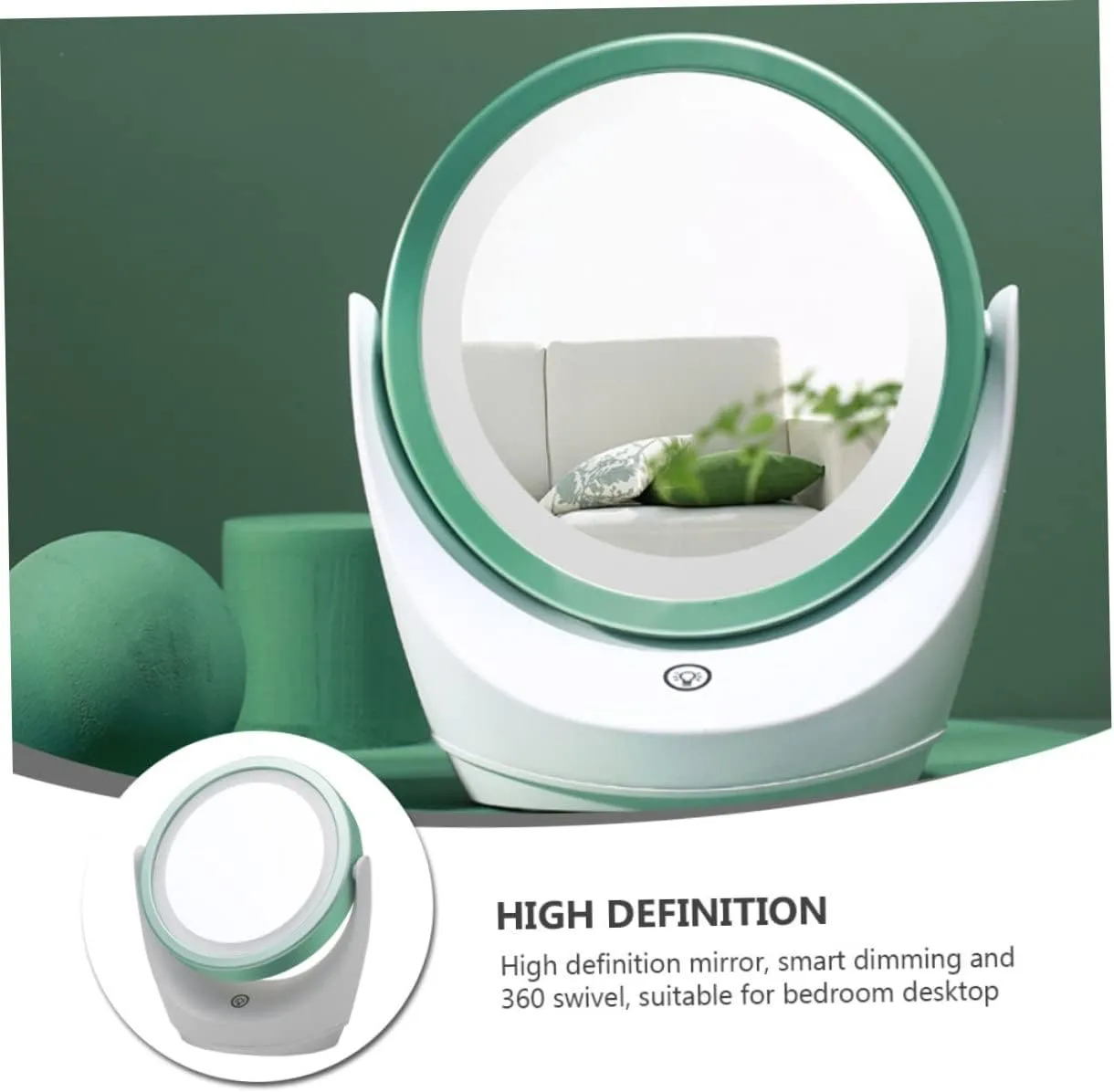 1pc Smart Dimming Led Makeup Mirror High Definition Swivel Vanity Mirror for Bedroom USB Rechargeable Touch Control Elegant Design for Makeup and Cosmetic Use