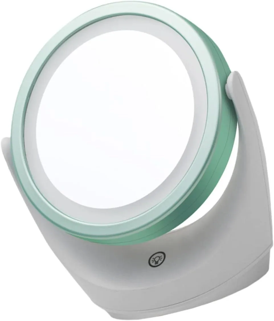 1pc Swivel Smart Dimming LED Vanity Mirror Makeup Mirror with Light for Tabletop Use Chic Design for Bedroom Dressing Table and Living Room Rechargeable
