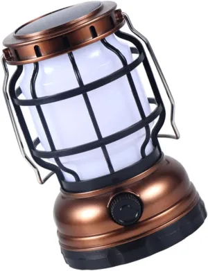 1set Handheld Led Lantern Retro Style Camping Light USB Rechargeable Solar Lamp for Outdoor Tent Use Material for Camping Hiking and Emergencies