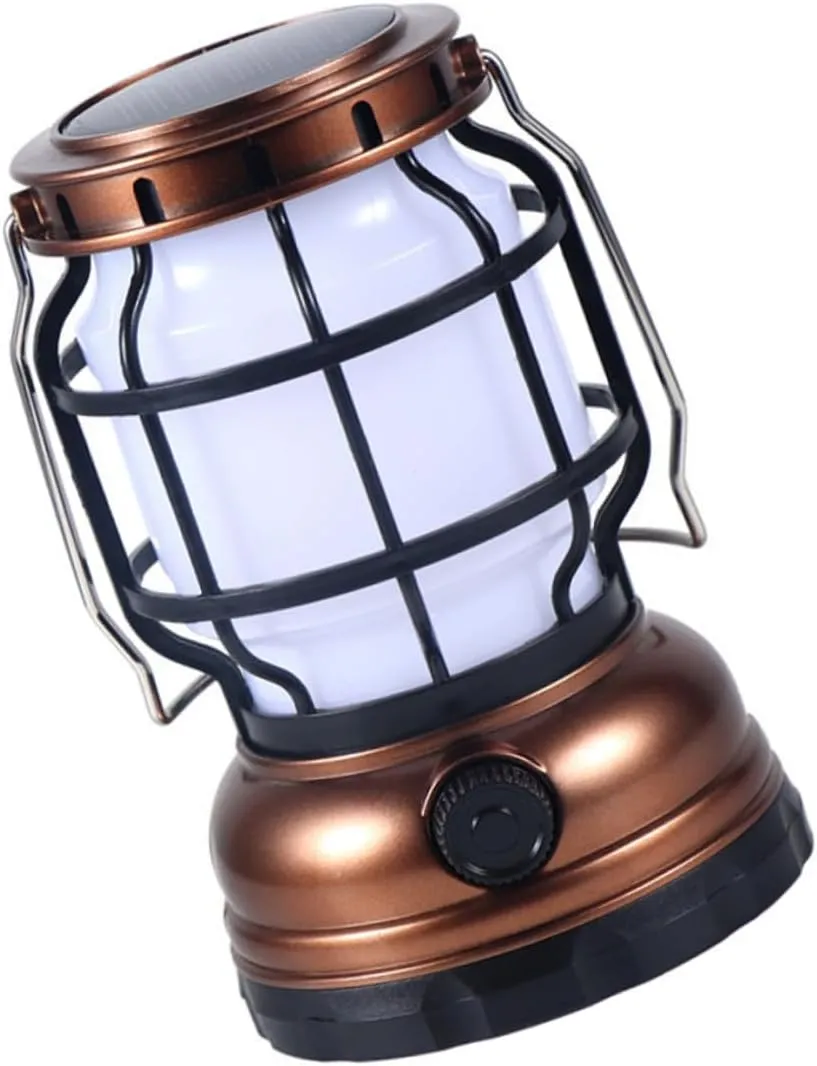 1set Handheld Led Lantern Retro Style Camping Light USB Rechargeable Solar Lamp for Outdoor Tent Use Material for Camping Hiking and Emergencies