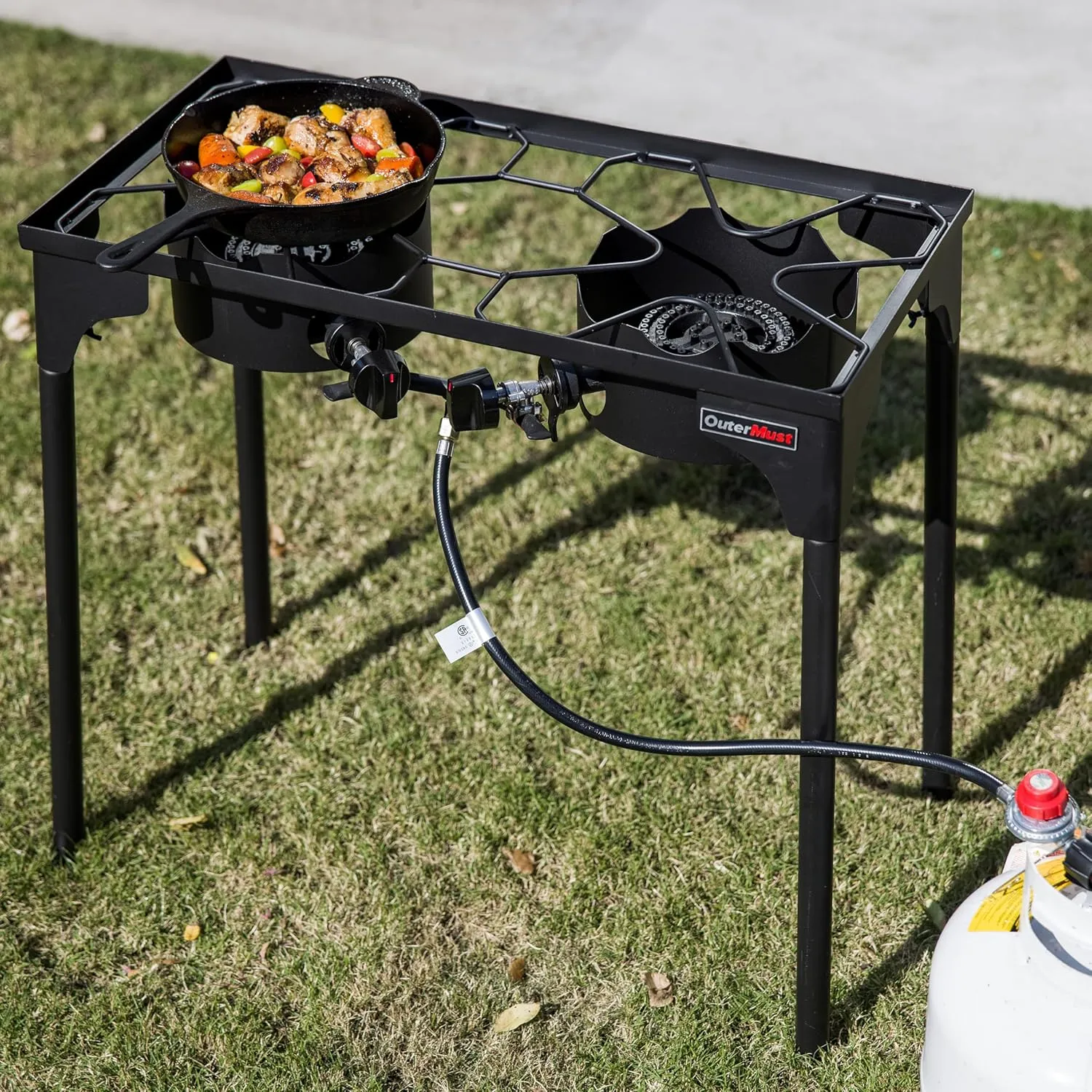 2 Burner Propane Gas Stove with 0-3 PSI Adjustable Regulator and Removable Legs Gas Burners for Cooking Perfect for Home Brewing, Seafood Boil and Camping