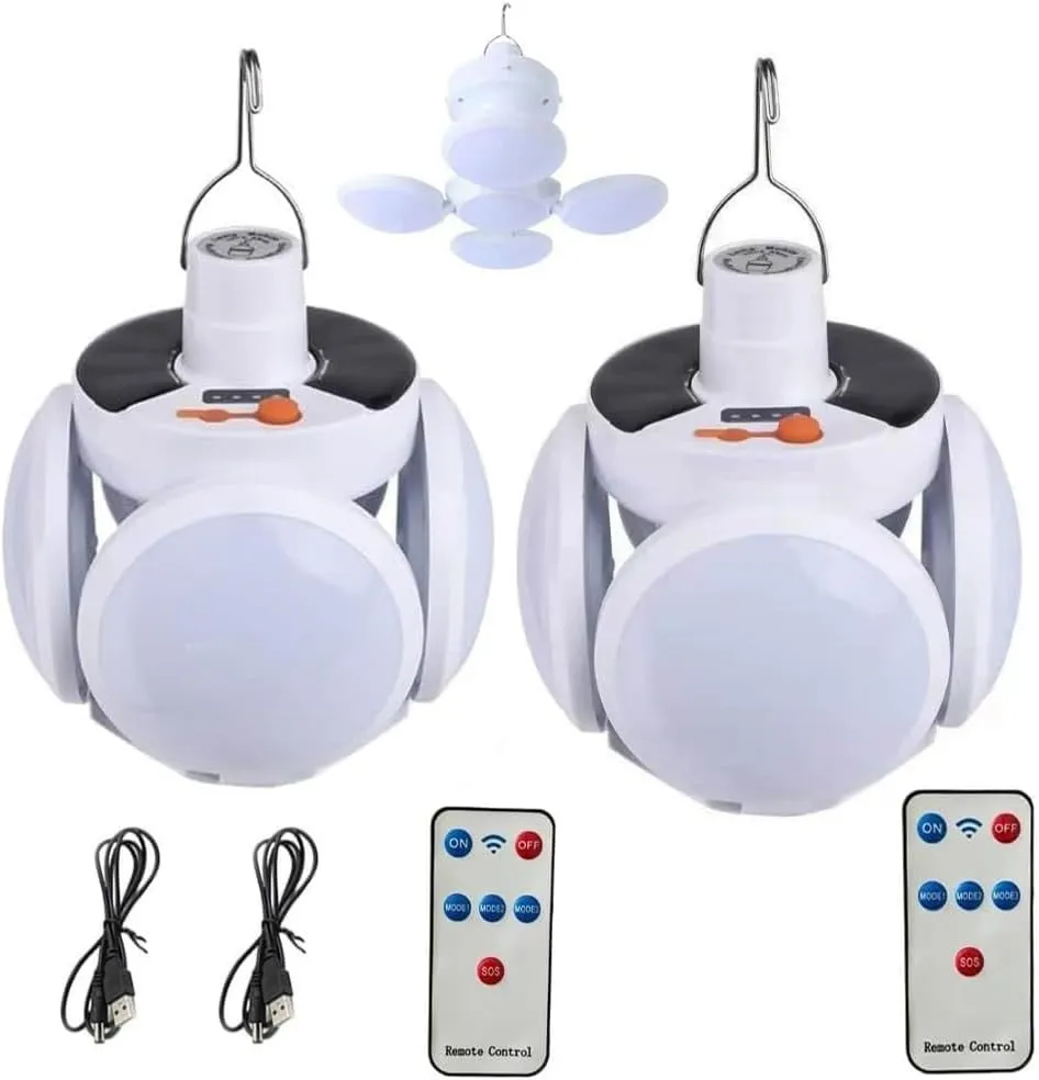 2 in 1 Folding Solar Lamp, Collapsible Lantern Solar, 5 Mode Portable Camping Light, USB Rechargeable LED Emergency Light for Outdoor Hiking Fishing Emergencies and Indoor Use(2PCS)