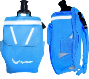2-in-1 Running Fun – Handheld 12 Oz Water Bottle & Running Belt Add-On – No-Grip Design, Straps on Hand & Slides on Belt, Waterproof Pocket for Money, Keys, Gels – Maximize Time, Freedom & Health