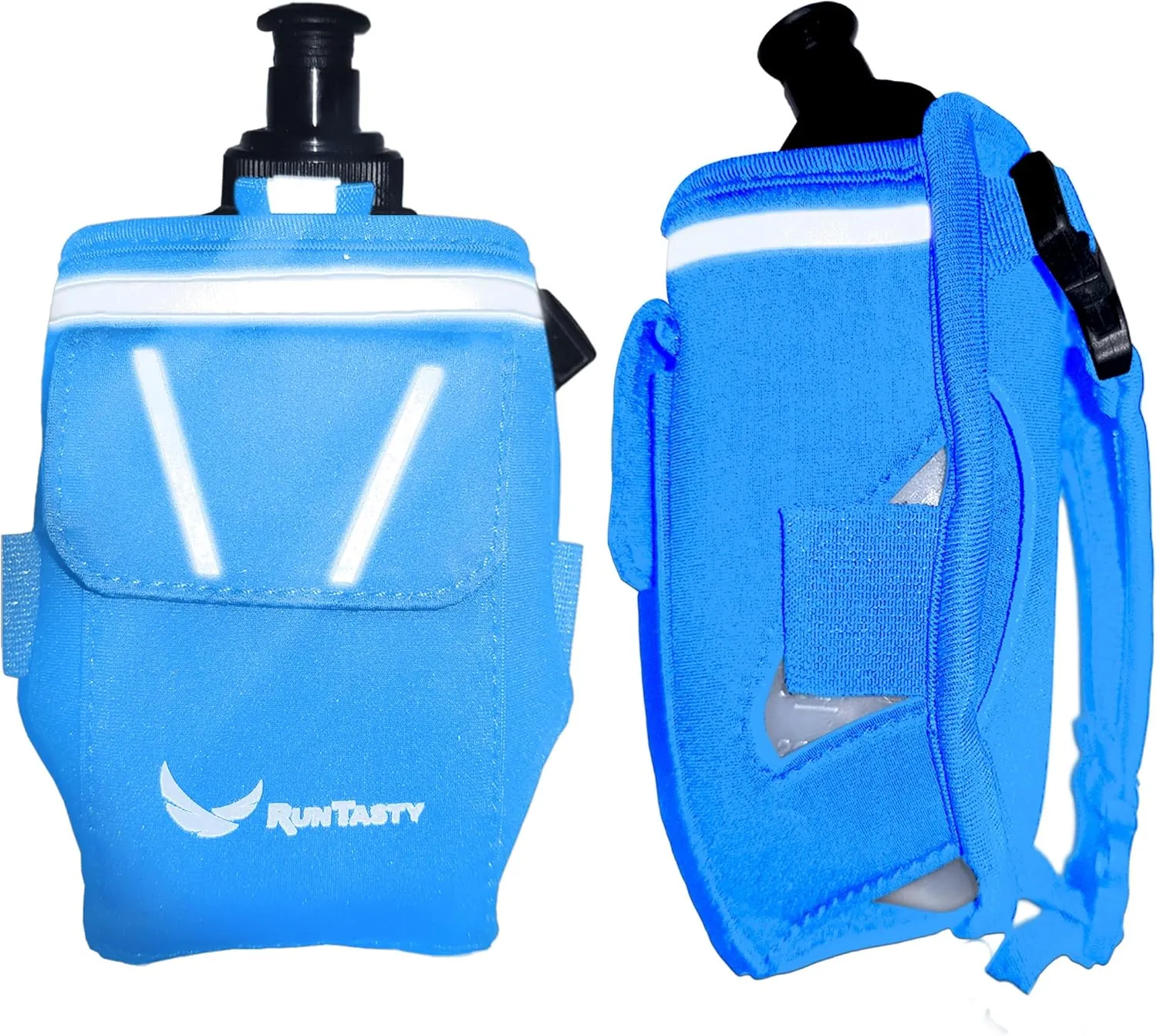 2-in-1 Running Fun – Handheld 12 Oz Water Bottle & Running Belt Add-On – No-Grip Design, Straps on Hand & Slides on Belt, Waterproof Pocket for Money, Keys, Gels – Maximize Time, Freedom & Health