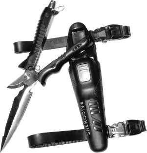 2-in-1 Scissor Knife - Scuba Diving Knife with Thigh Knife Holster, Dive Knife with Sheath and Leg Strap - Scuba Knife, Spearfishing Knife, Sailing Knife, Saltwater Knife
