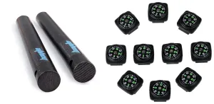 2 Pack 1/2'' X 5'' Ferro rods and 10 Pack Button Compass