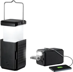 2 Pack Camping Lantern Rechargeable, Hand Crank & Solar Camping Lights with USB Output, Tent Lights for Camping, Portable Camp Lamp, Camping Hurricane Home Power Failure Essentials (Black, 2 Pack)