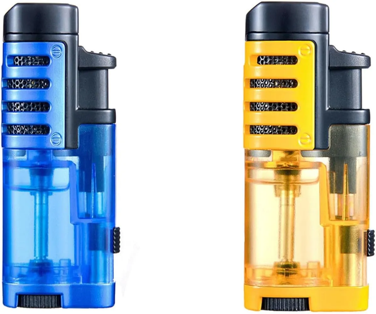 2-Pack Torch Lighter, Triple Jet Flame, Visible Gas Tank, Refill Gas, Portable Lighter for Indoor and Outdoor use (Gas not Included)(2pc 1)