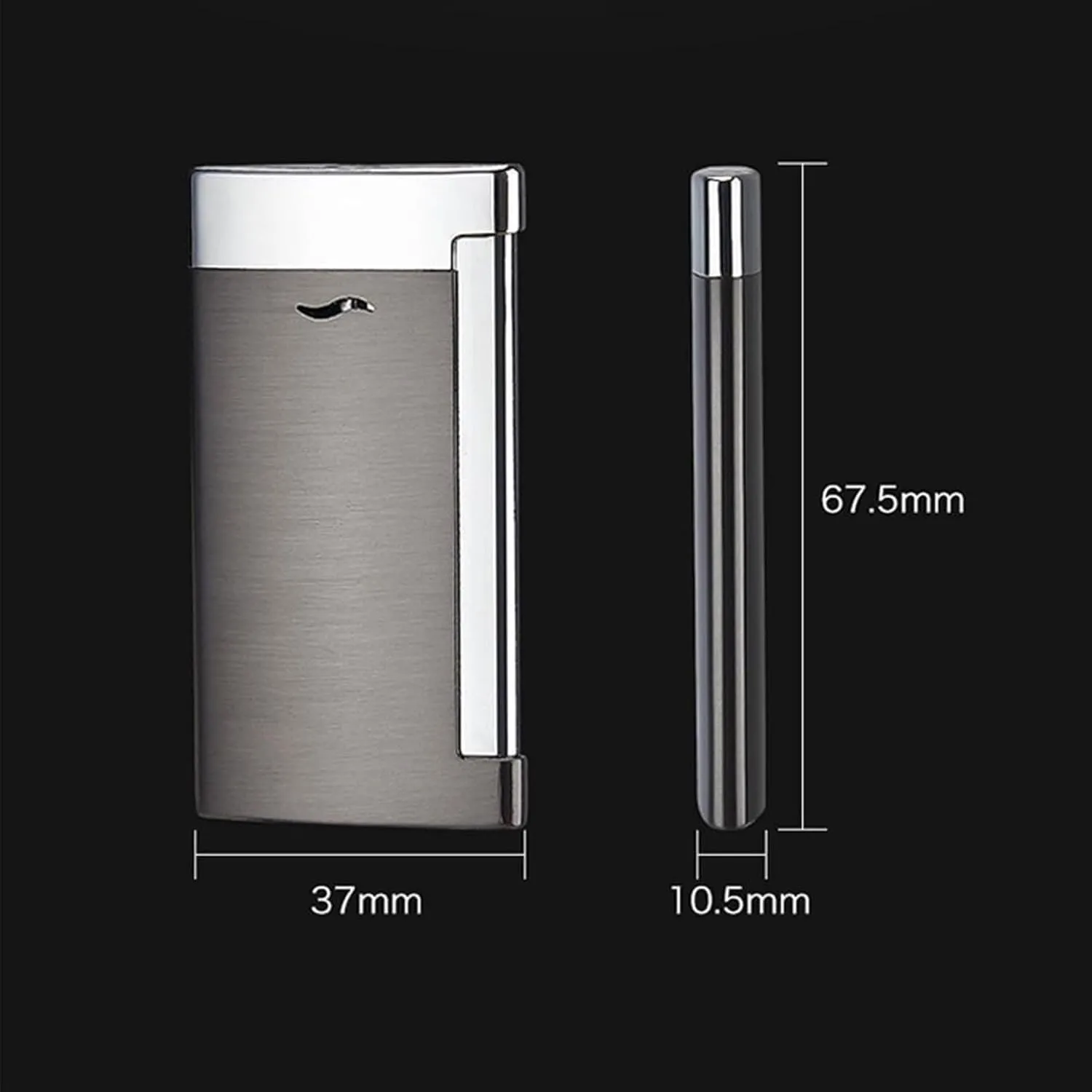 2-Pack Ultra-Thin Windproof Torch Lighters, Portable Jet Flame Butane Lighter, Metal Slim Men's Lighter, Refillable and Adjustable Flame Lighter for Candle Camping Cigar Men's Gift(White and Gray)