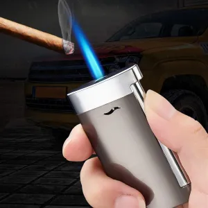 2-Pack Ultra-Thin Windproof Torch Lighters, Portable Jet Flame Butane Lighter, Metal Slim Men's Lighter, Refillable and Adjustable Flame Lighter for Candle Camping Cigar Men's Gift(White and Gray)