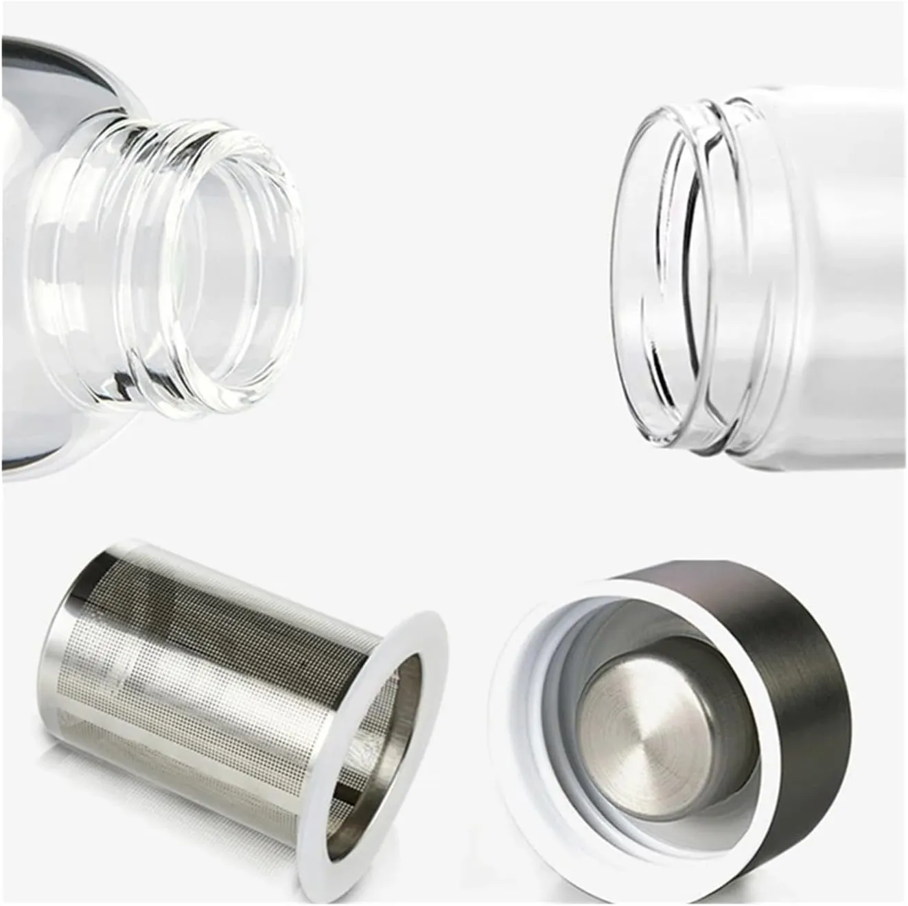 2 Pcs 550ML High Temperature Resistant Glass Sport Water Bottle with Tea Infuser   Protective Bag Water Bottle(Gray)
