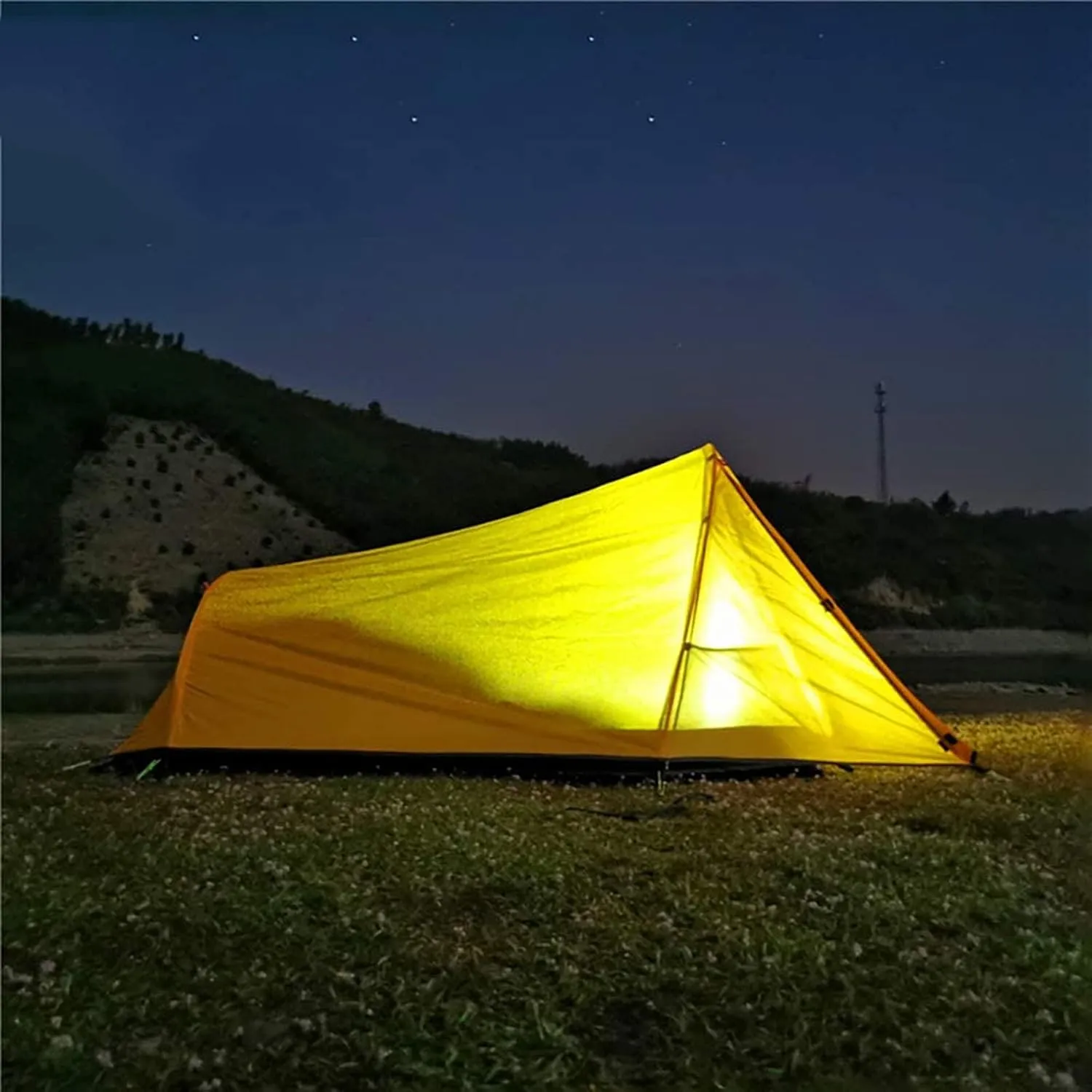 2 Person Backpack Camping Tent Ultralight Backpacking Dome Tent Green/Yellow (Color : Green, Size : Large)