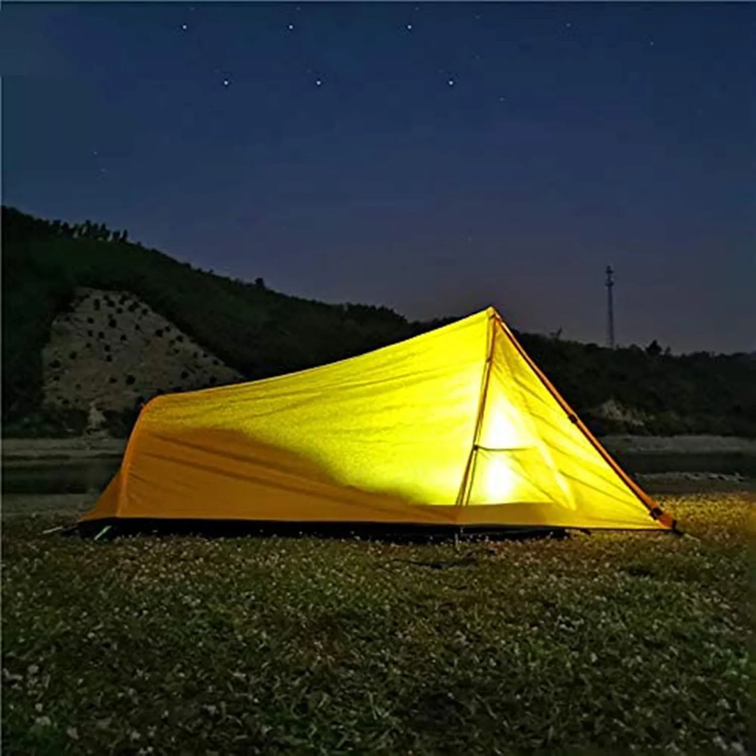 2 Person Backpack Camping Tent Ultralight Backpacking Dome Tent Green/Yellow (Color : Green, Size : Large)