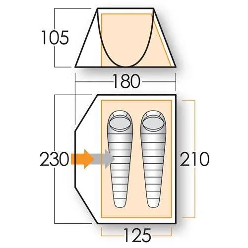 2 Person Tent - Dart DS 200 Tent - 3.00kg by Vango